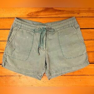 Tommy Bahama Blue 100% Linen Drawstring Tie Shorts, Size 8